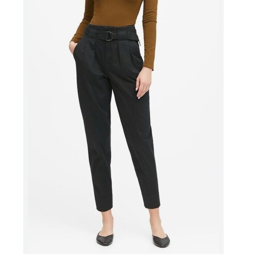 3/$30 - Banana Republic High Rise Pleated Tapered Twill Trouser Pant Black 6